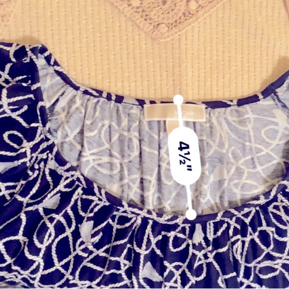 Michael Kors Womens Sz XL dark navy blue Nautical Blouse - Picture 11 of 13